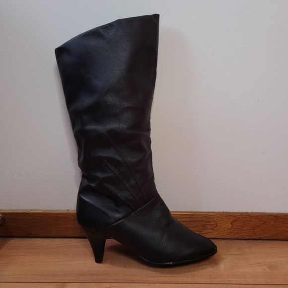 Kinney, Black leather heeled boots - Picture 5 of 16